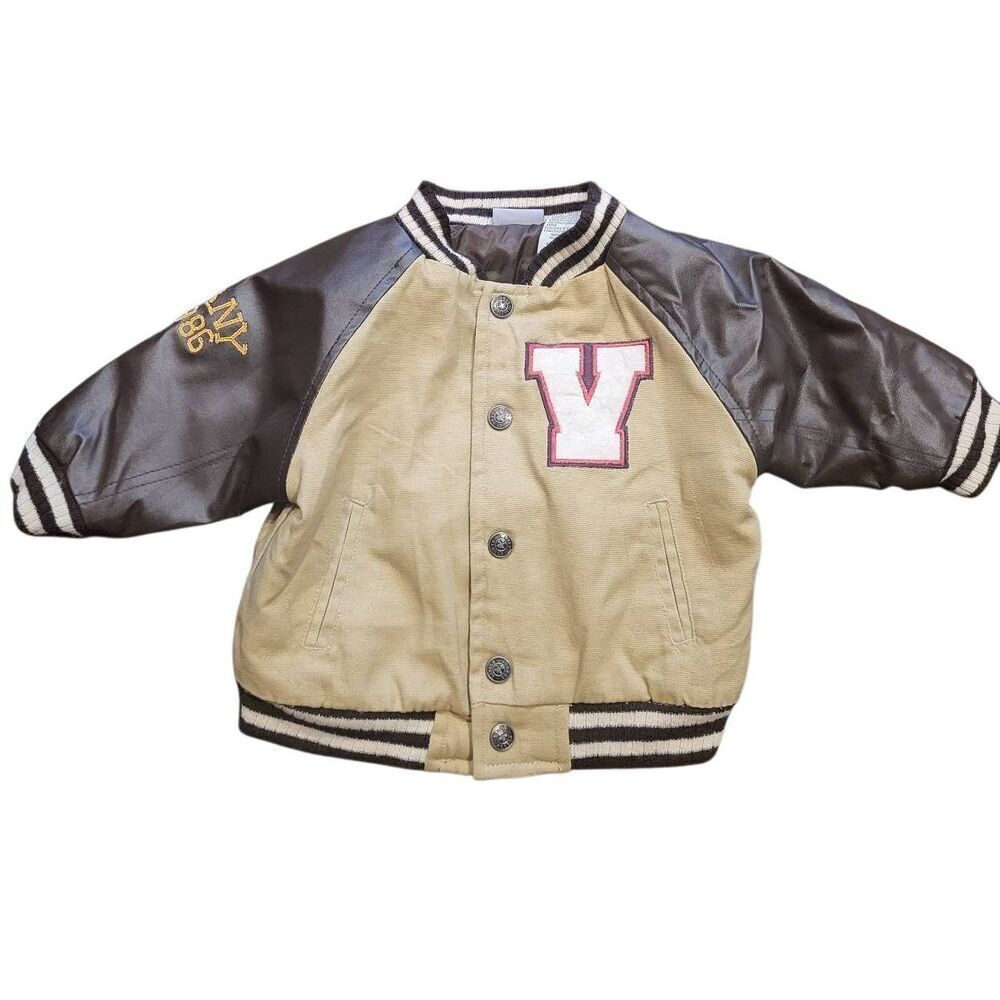 Vintage Little Rebels Bomber Jacket Baby 12 Months Varsity Retro Faux Leather
